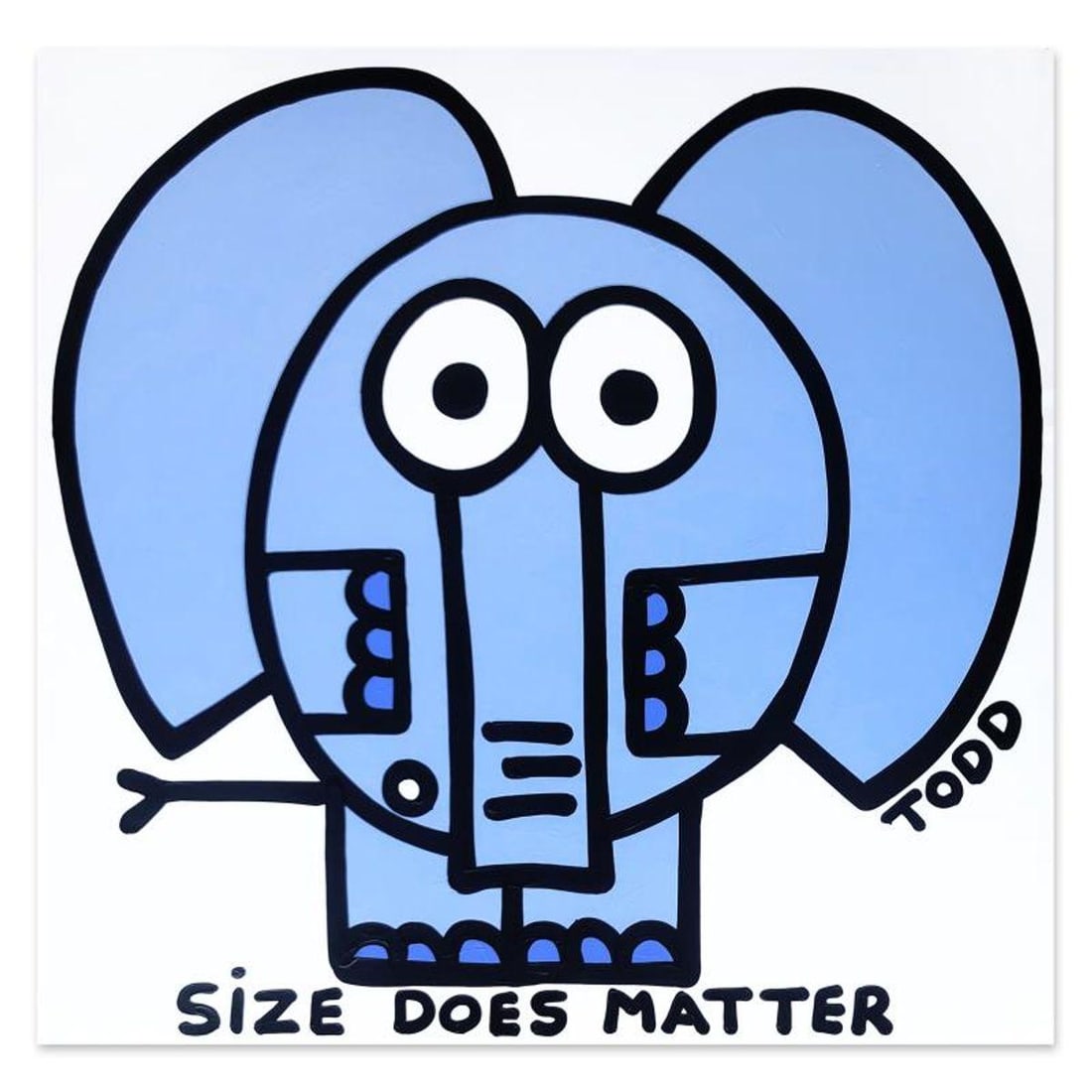 Todd Goldman, "Size Does Matter" Hand Signed Original Painting on Gallery Wrapped Canvas with Letter: Size Does Matter is an original acrylic painting on gallery wrapped canvas by Todd Goldman. The piece is hand signed by the artist and includes a letter of authenticity. Measures approximately 48" x 4