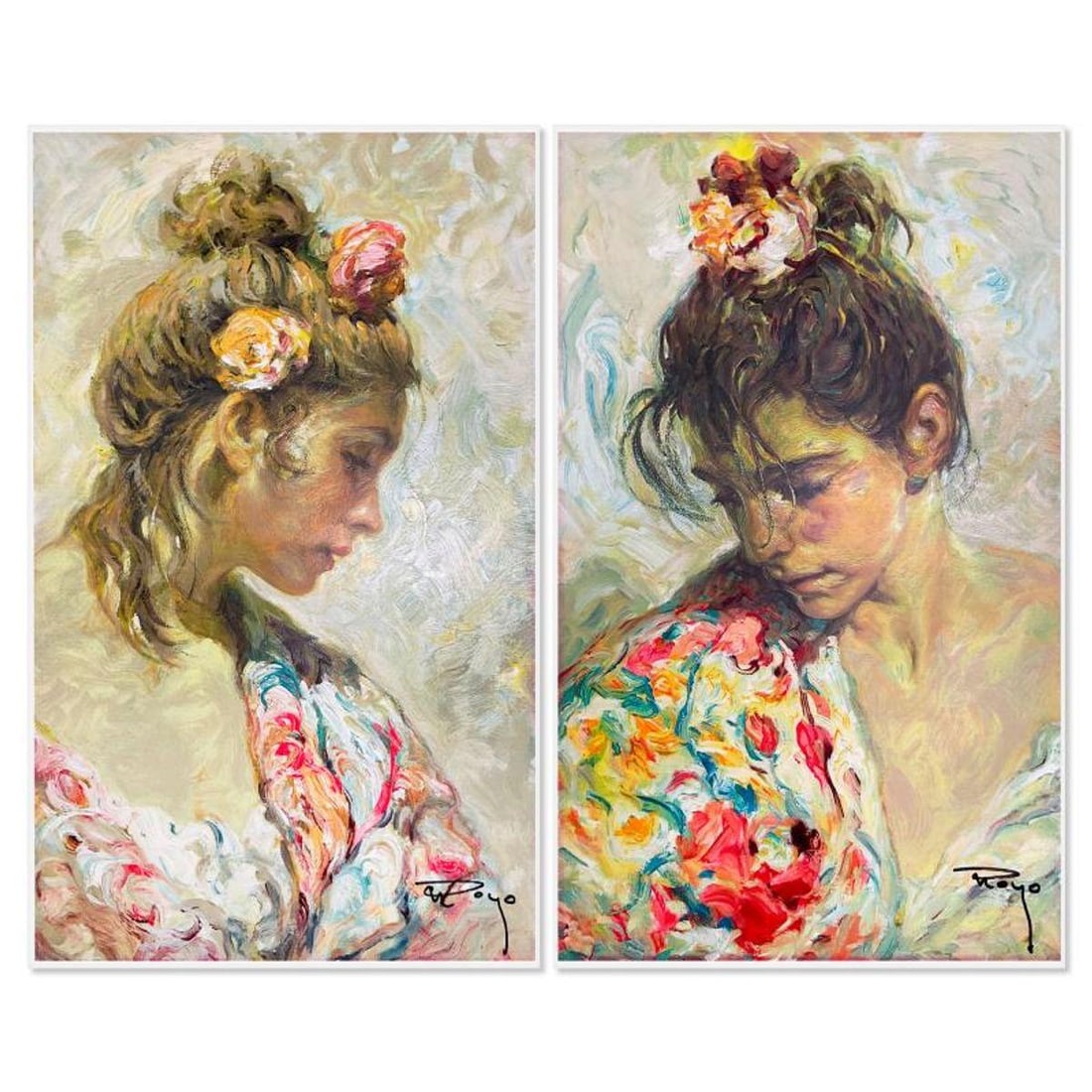 Royo, "Shall (Suite)" Limited Edition Serigraph on Clay-Board, Numbered and Hand Signed with Letter: Shall (Suite) is a 2-piece limited edition serigraph suite on clay-board by Royo. This item consists of the titles, "El Clavales" and "El Matron". Each piece his hand signed by the artist and has matc