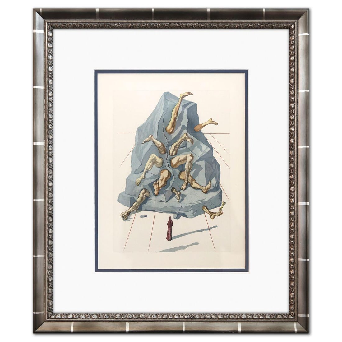 Salvador Dali- Original Color Woodcut on B.F.K. Rives Paper "Inferno 19": Artist: Salvador Dali. Medium: Original Color Woodcut on B.F.K. Rives Paper. Title: Inferno 19. Size: 13" x 10". Measures approx. 20" x 18" (framed). Certificate of Authenticity: Is included. Addition