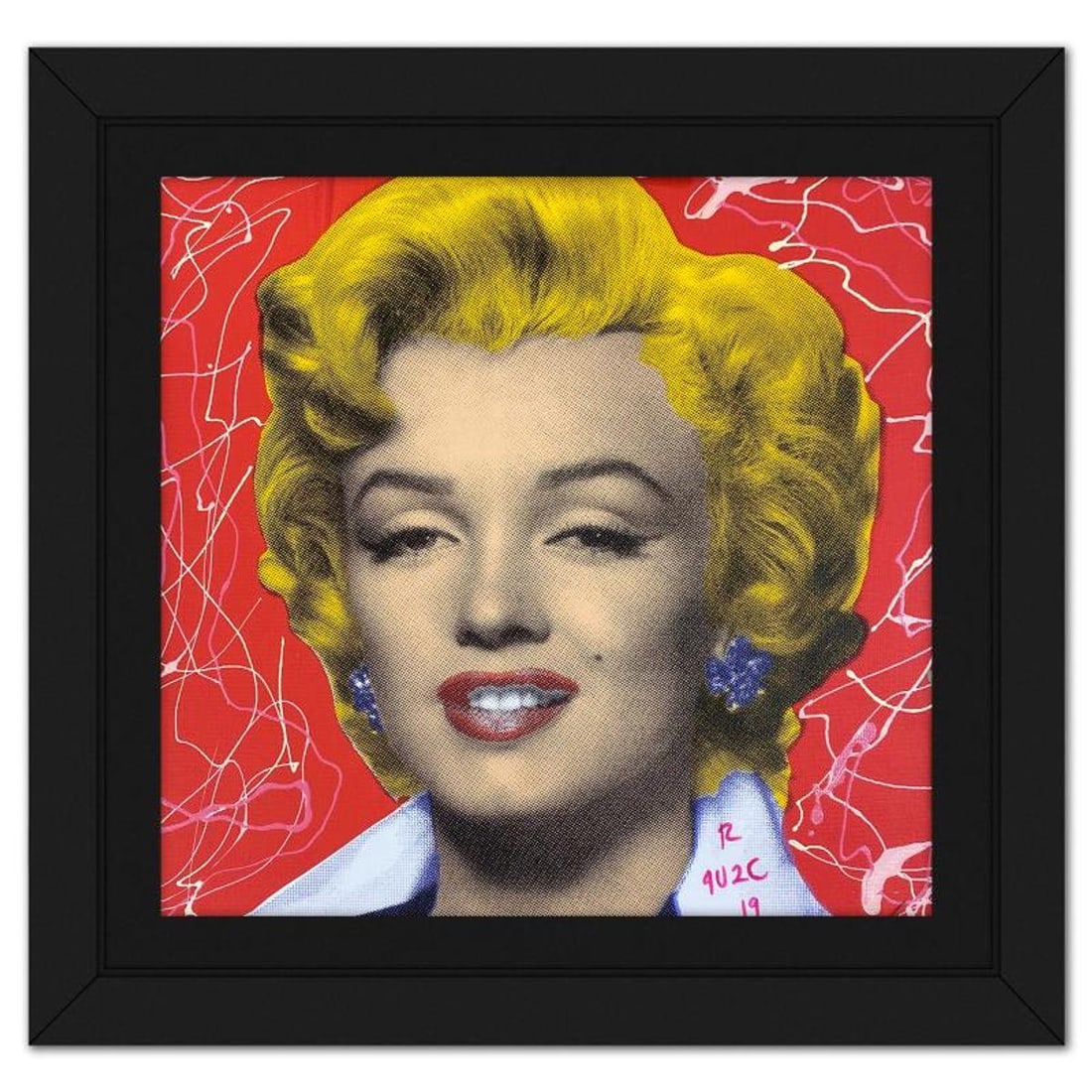 Ringo Daniel Funes, "Marilyn Classic" Framed One-of-a-Kind Mixed Media on Canvas, Hand Signed with: Marilyn Classic is a one-of-a-kind hand-pulled mixed media silkscreen on canvas by Ringo (Daniel Funes) - protege of Andy Warhol's apprentice, Steve Kaufman.This piece is hand signed by the artist.