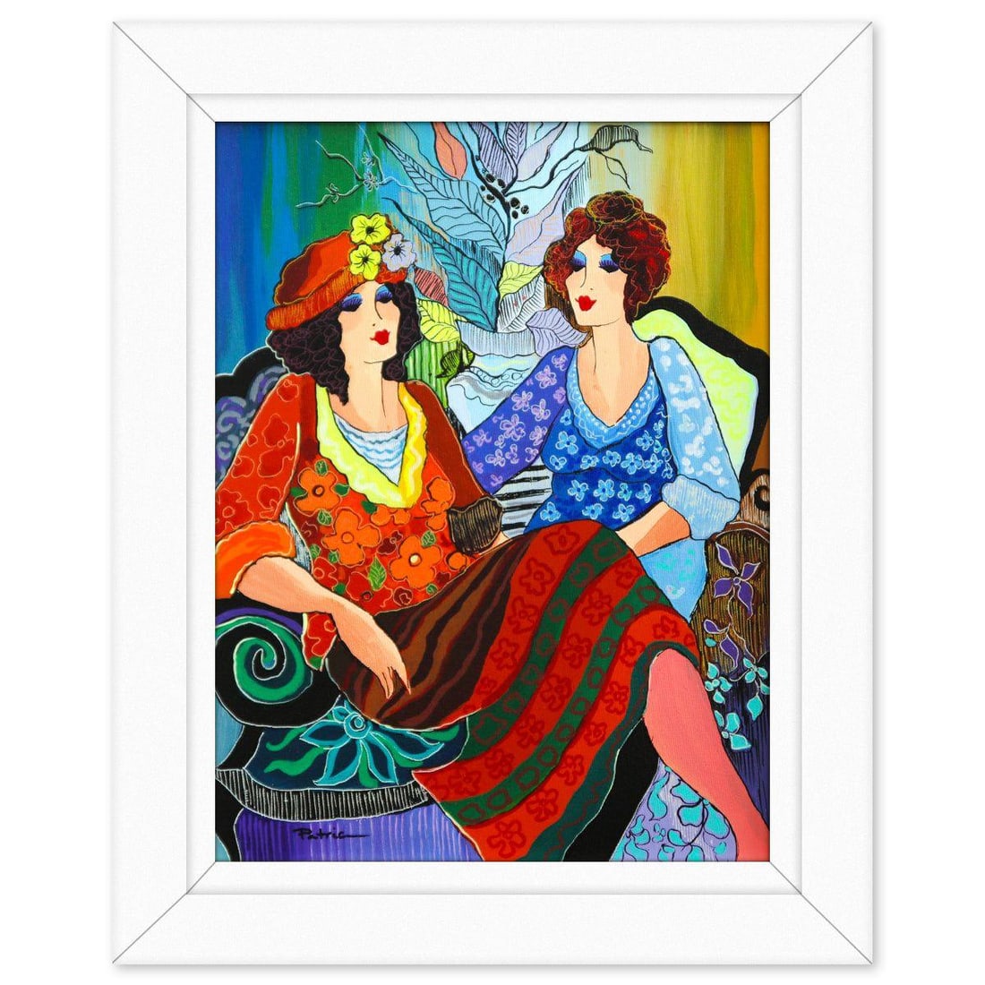 Patricia Govezensky- Original Acrylic on Canvas "A Tale of Roses and Rhythm": Artist: Patricia Govezensky. Medium: Original Acrylic on Canvas. Title: A Tale of Roses and Rhythm. Size: 16" x 12". Measures approx. 19.5" x 16" (framed). Signature: Hand signed. Certificate of