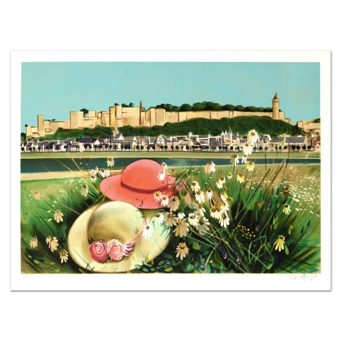 Robert Vernet Bonfort, "The Wall" Limited Edition Lithograph, Numbered and Hand Signed.: The Wall is a limited edition lithograph on paper by Robert Vernet Bonfort, numbered and hand signed by the artist! Measures approx. 29.5" x 21" (border), 27" x 19" (image). Reference#: 93847.