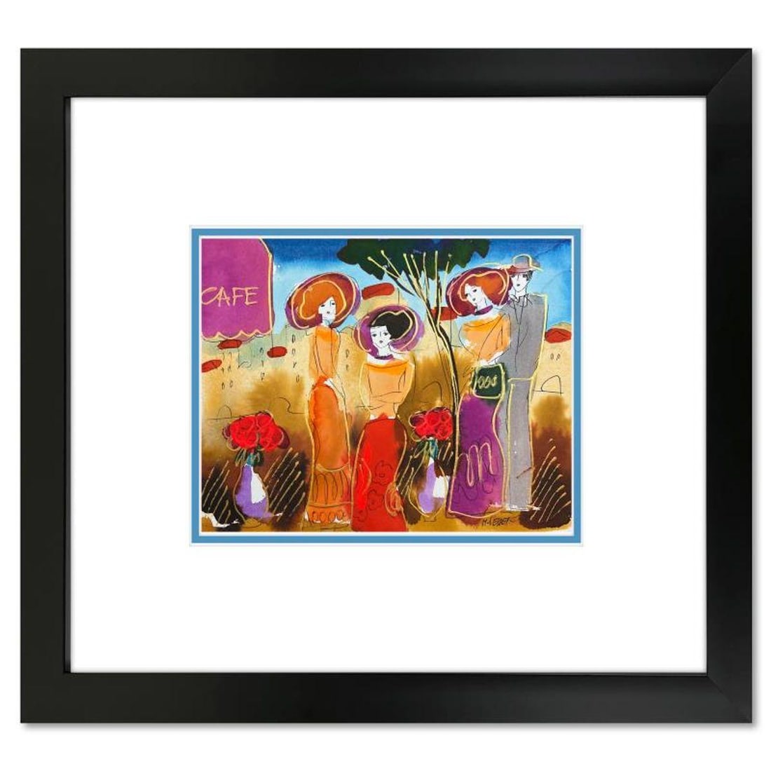 Moshe Leider, Framed Original Mixed Media Watercolor Painting, Hand Signed with Letter of: This is an original mixed media watercolor painting on paper by Moshe Leider. Hand signed by the artist, this piece comes custom framed and includes a Letter of Authenticity. Measures approximately 15