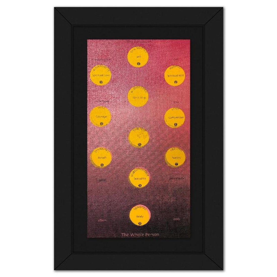 Steve Kaufman (1960-2010), "Kabbalah the Whole Person" Framed Hand Embellished Limited Edition: Kabbalah the Whole Person is a hand embellished limited edition silkscreen on canvas by Andy Warhol protege, Steve Kaufman (1960-2010), numbered 21/50 inverso and hand signed by the artist. This piece