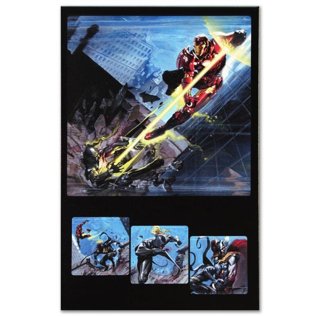 Marvel Comics "Secret War #1" Numbered Limited Edition Giclee on Canvas by Gabriele Dell'Otto with: A piece of comic book history, this limited edition, from original art by Gabriele Dell'Otto, depicts an Action packed Iron Man Scene. In 1998 Dell'Otto started collaborating with the European divisio