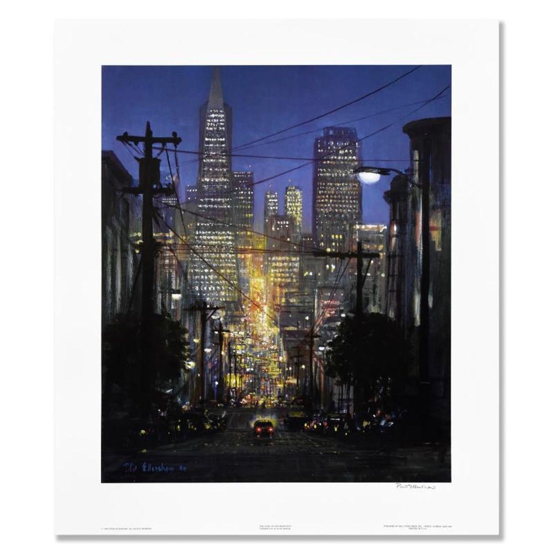 Peter Ellenshaw (1913-2007), "The Glow of San Francisco" Limited Edition Lithograph, Numbered and: The Glow of San Francisco is a limited edition lithograph on paper by Peter Ellenshaw (1913-2007), numbered and hand signed by the artist. Includes Letter of Authenticity. Measures approx. 18.5" x 22"