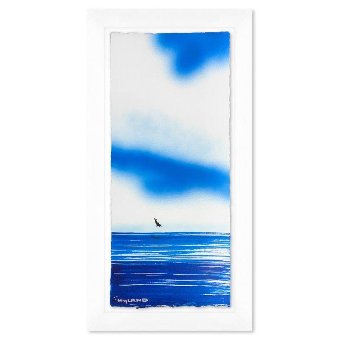 Wyland, "Dolphin" Framed, Hand Signed Original Painting with Letter of Authenticity.: Dolphin is an original painting acrylic on deckle edge paper by Wyland. Hand signed by the artist, the piece comes custom framed and with a letter of authenticity. Measures approximately 26.5" x 14.5"
