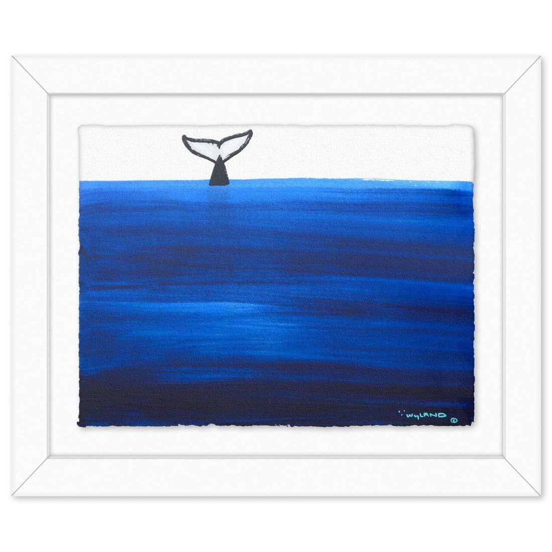 Wyland- Original Sumi Ink Painting "Whale Tail": Artist: Wyland. Medium: Original Sumi Ink Painting. Title: Whale Tail. Size: 23" x 30". Measures approx. 33" x 40" (framed). Signature: Hand signed by the artist. Certificate of Authenticity: Is inclu