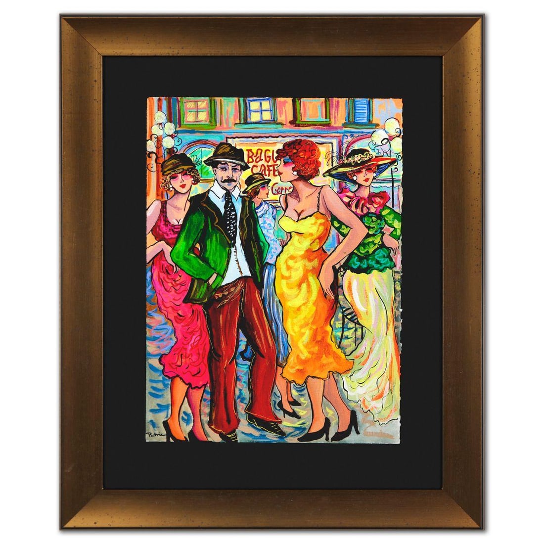 Patricia Govezensky- Original Watercolor "Bagel Cafe Promenade": Artist: Patricia Govezensky. Medium: Original Watercolor. Title: Bagel Cafe Promenade. Size: 15" x 11". Measures approx. 22" x 18" (framed). Signature: Hand signed. Certificate of Authenticity: Is