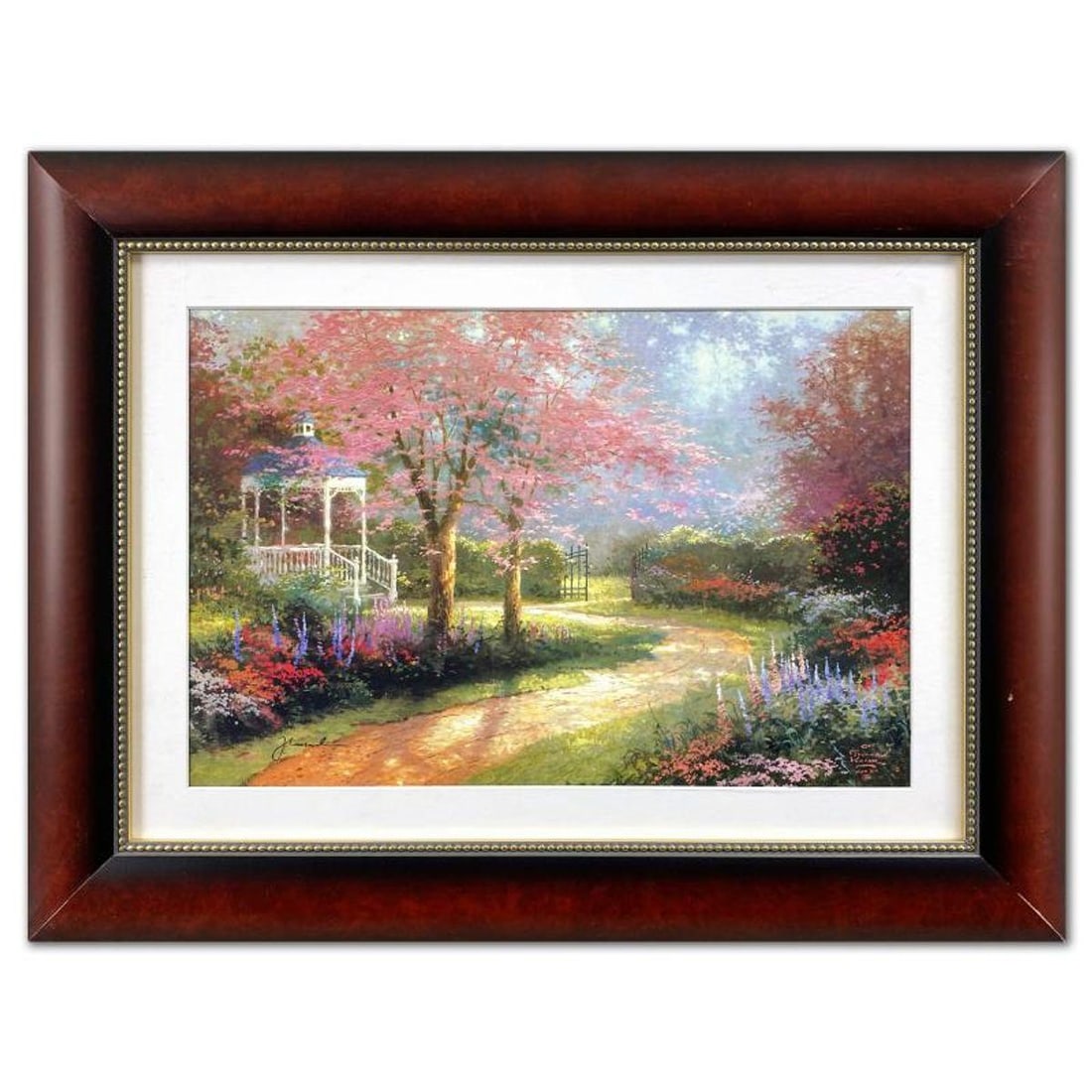 Thomas Kinkade (1958-2012), "Morning Dogwood" Framed Limited Edition Lithograph, Numbered and Signed (1 of 2)