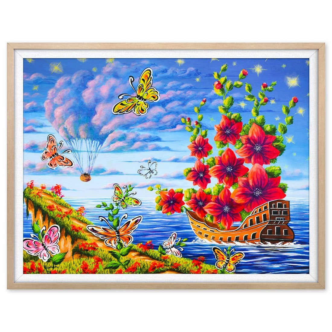 Eugene Poliarush- Original Oil on Canvas "Love Boat": Artist: Eugene Poliarush. Medium: Original Oil on Canvas. Title: Love Boat. Size: 30" x 40". Measures approx. 34" x 43" (framed). Signature: Hand signed by the artist. Certificate of Authenticity: Is