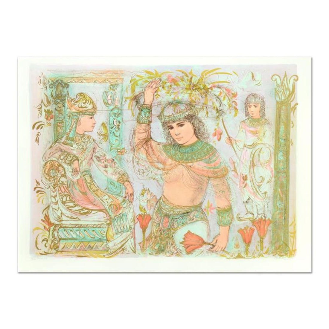 Edna Hibel (1917-2014), "Aida" Limited Edition Lithograph, Numbered and Hand Signed with Certificate: Aida is a limited edition lithograph on paper by Edna Hibel (1917-2014), numbered and hand signed by the artist. Includes Certificate of Authenticity. Measures approx. 42" x 29.5" (border), 38" x 26"