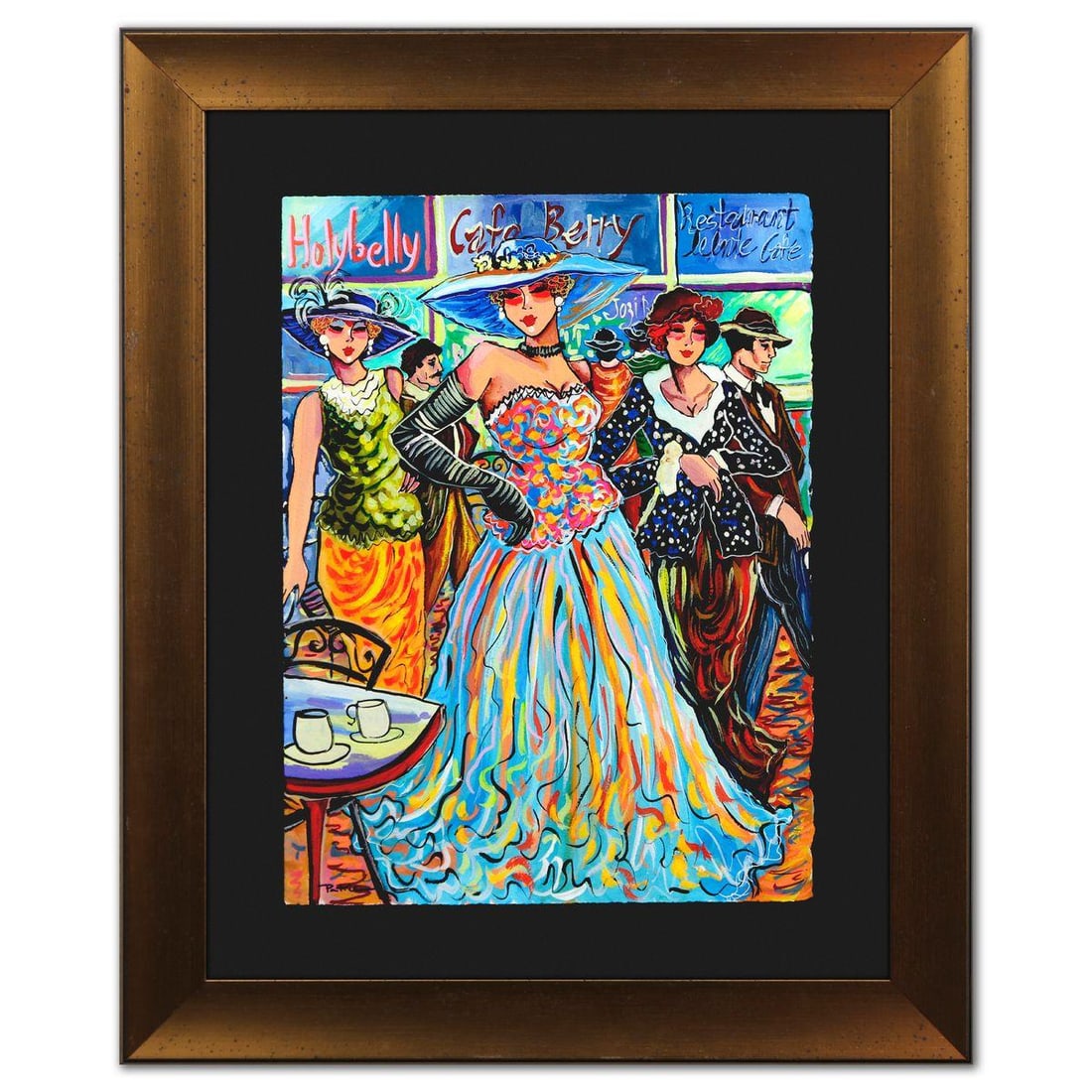 Patricia Govezensky- Original Watercolor "Cafe Berry Elegance": Artist: Patricia Govezensky. Medium: Original Watercolor. Title: Cafe Berry Elegance. Size: 15" x 11". Measures approx. 22" x 18" (framed). Signature: Hand signed. Certificate of Authenticity: Is incl