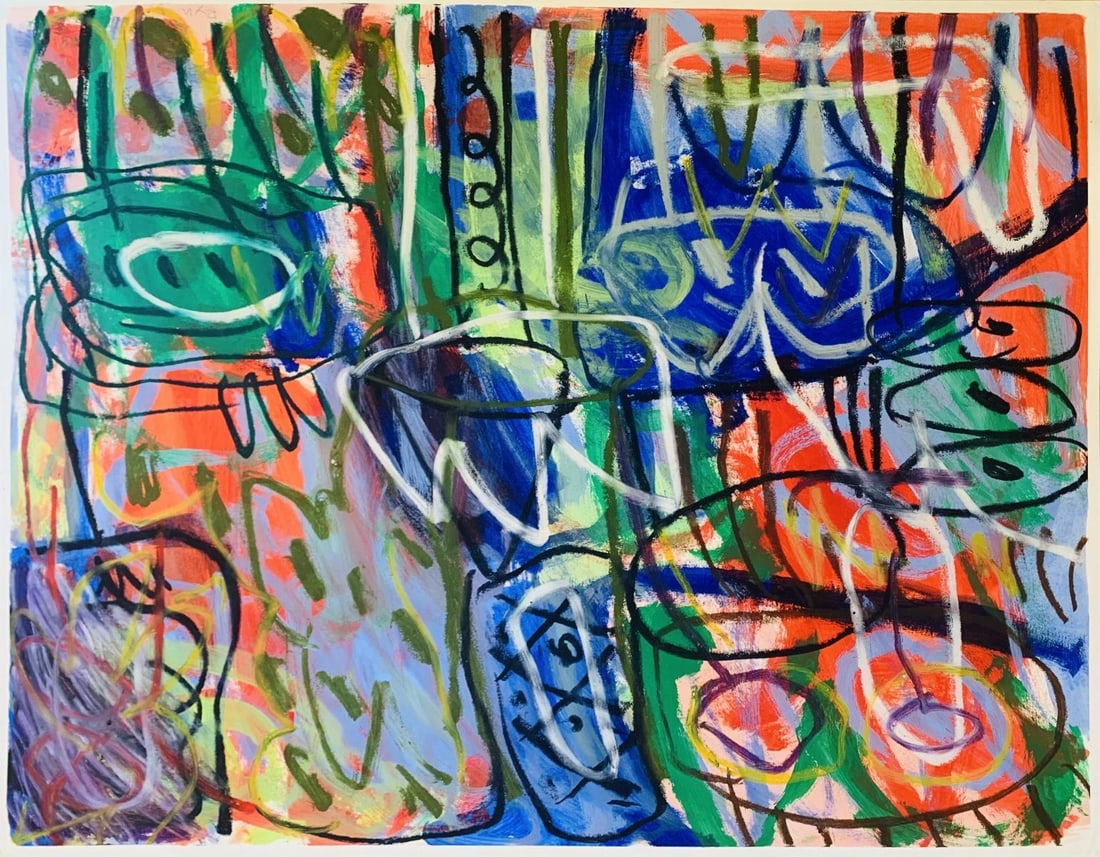 Ryu- Original Acrylic painting on paper: Artist: Ryu. Medium: Original Acrylic painting on paper. Size: 24" x 34". Signature: Signed. Reference#: 25057.