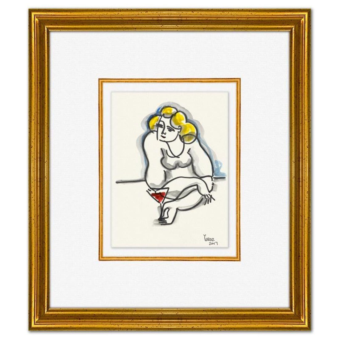 Yuroz, Framed Original Painting, Hand Signed with Letter of Authenticity.: This is an original painting on paper by Yuroz, hand signed by the artist. This piece comes custom framed on linen. Includes Letter of Authenticity. Measures approx. 16" x 14" (frame), 8" x 6" (image)