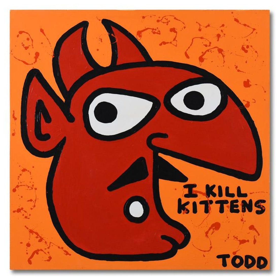 Todd Goldman, "I Like Kittens" Original Acrylic Painting on Gallery Wrapped Canvas, Hand Signed with: I Like Kittens is an original acrylic painting on canvas by Todd Goldman, hand signed by the artist. This piece comes gallery wrapped. Includes Letter of Authenticity. Measures approx. 36" x 36" (imag