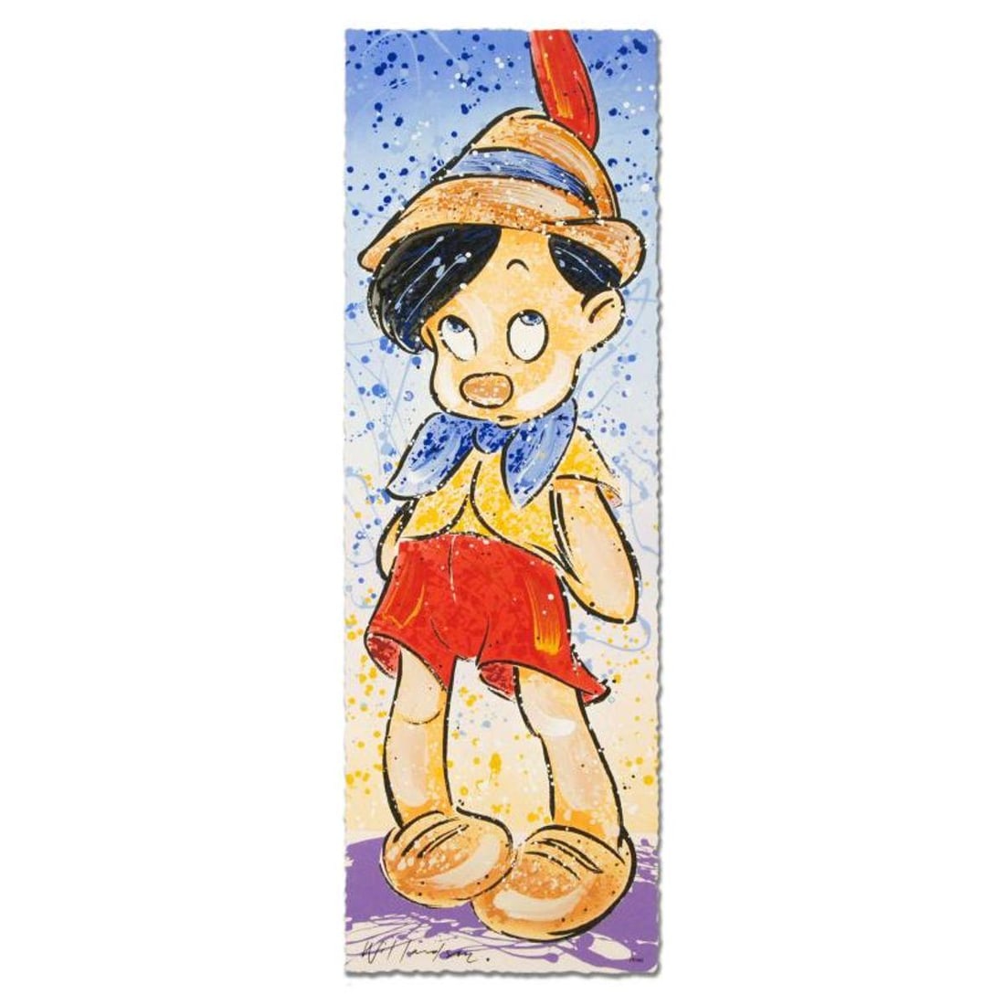 David Willardson, "Pinocchio" Hand Signed Limited Edition Disney Serigraph with Letter of: Pinocchio is a Disney Fine Art limited edition serigraph on paper by David Willardson, numbered and hand signed by the artist. Includes Letter of Authenticity. Measures approx. 12" x 36" (image). Refe