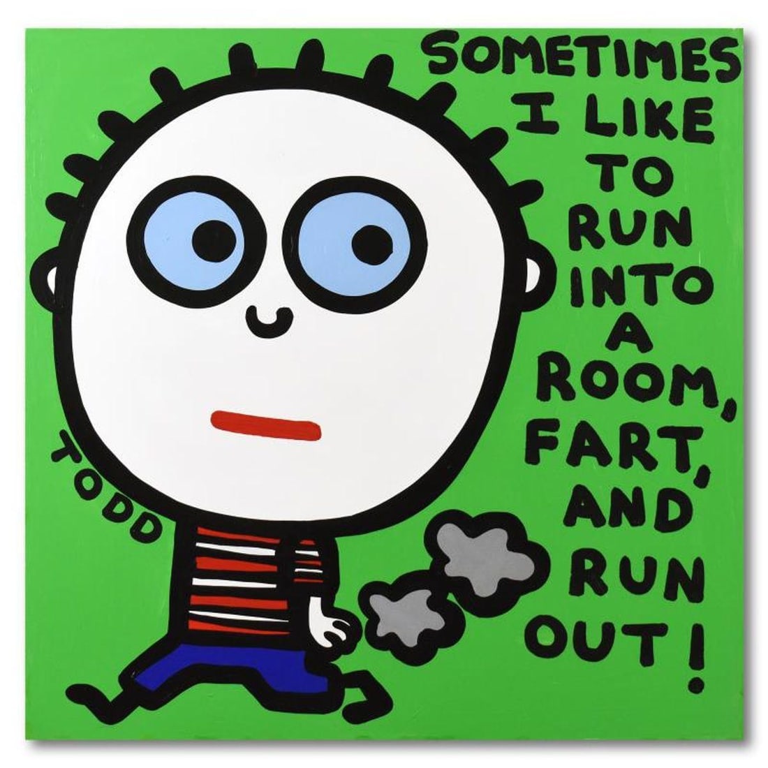 Todd Goldman, "Farts" Original Acrylic Painting on Gallery Wrapped Canvas, Hand Signed with Letter: Farts is an original acrylic painting on canvas by Todd Goldman, hand signed by the artist. This piece comes gallery wrapped. Includes Letter of Authenticity. Measures approx. 48" x 48" (image). ** Pl