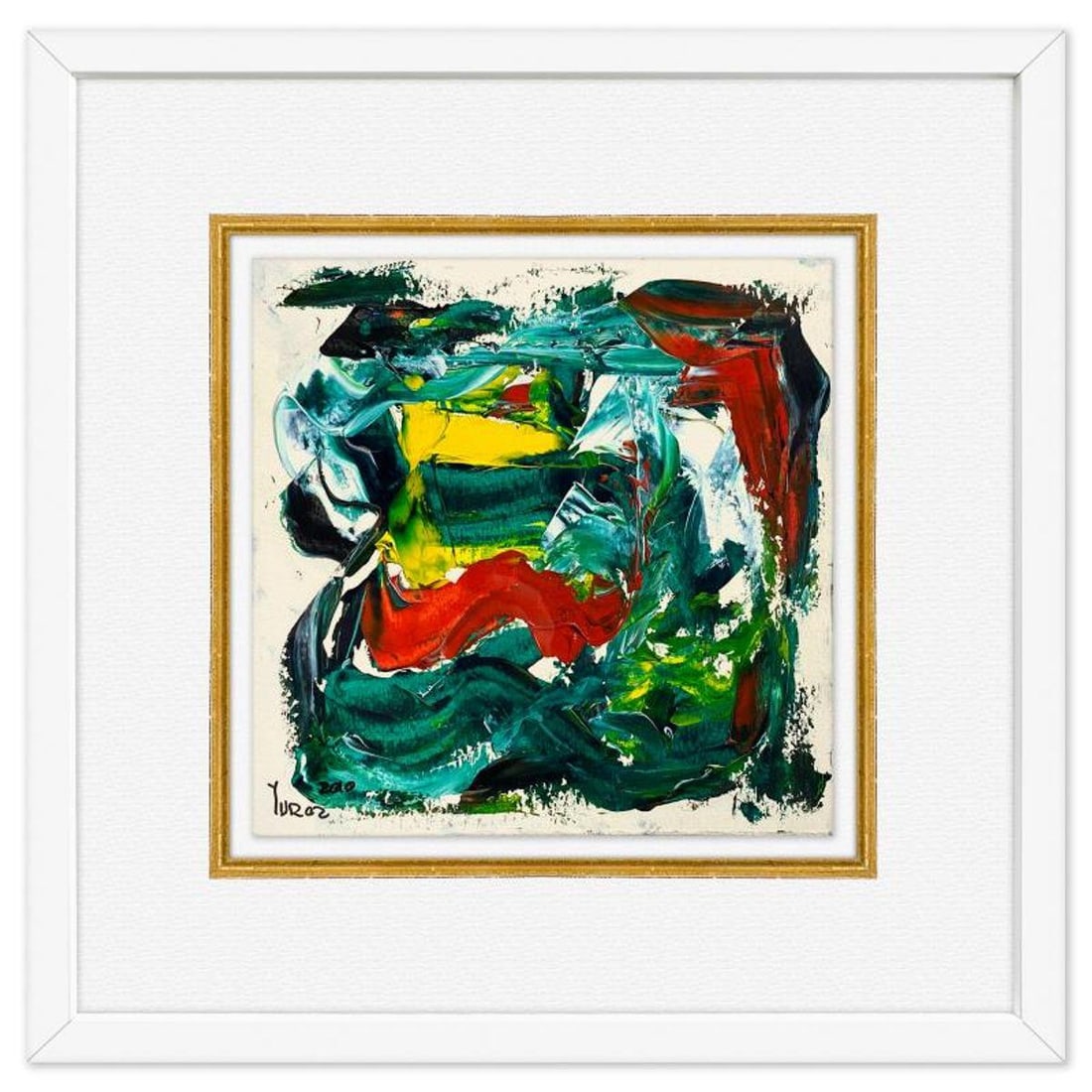 Yuroz, Framed Original Painting, Hand Signed with Letter of Authenticity.: This is an original painting on paper by Yuroz, hand signed by the artist. This piece comes custom framed on linen. Includes Letter of Authenticity. Measures approx. 18" x 18" (frame), 10" x 10" (imag