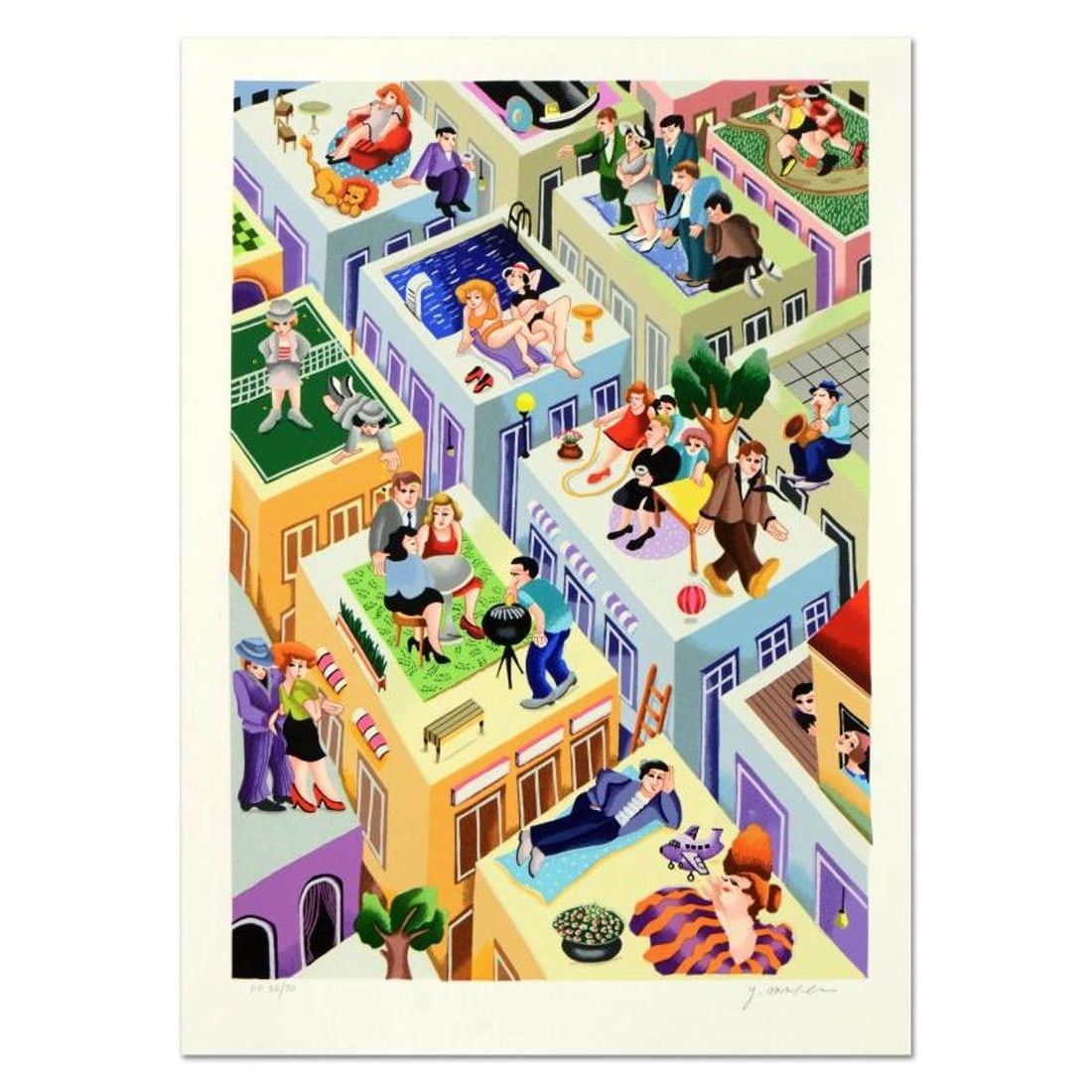 Yuval Mahler, "Escaping the Fire" Limited Edition Serigraph, Numbered and Hand Signed with Letter of: Escaping the Fire is a limited edition serigraph on paper, numbered and hand signed by Yuval Mahler. Includes Letter of Authenticity. Measures approx. 18.5" x 24.5" (image). Reference#: 91694.