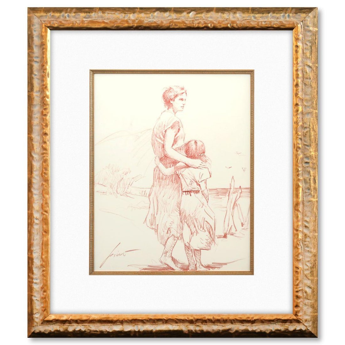 Pino (1939-2010)- Original Drawing on Paper "Untitled": Artist: Pino (1939-2010). Medium: Original Drawing on Paper. Title: Untitled. Size: 20" x 16". Measures approx. 33" x 29" (framed). Signature: Hand signed by the artist. Certificate of Authenticity: I