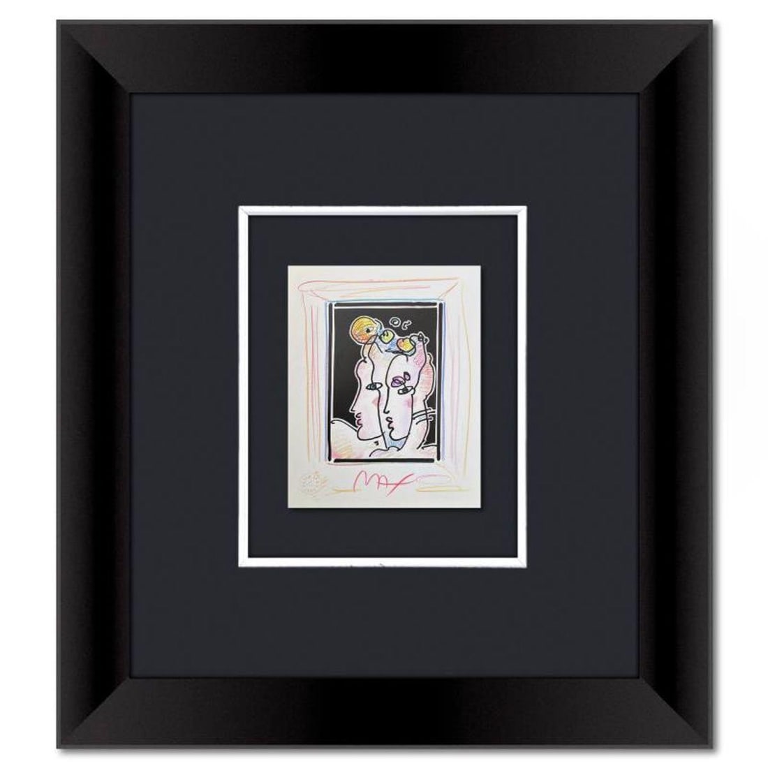 Peter Max, Framed One-of-a-Kind Mixed Media, Hand Signed with Registration Number Certifying (1 of 2)