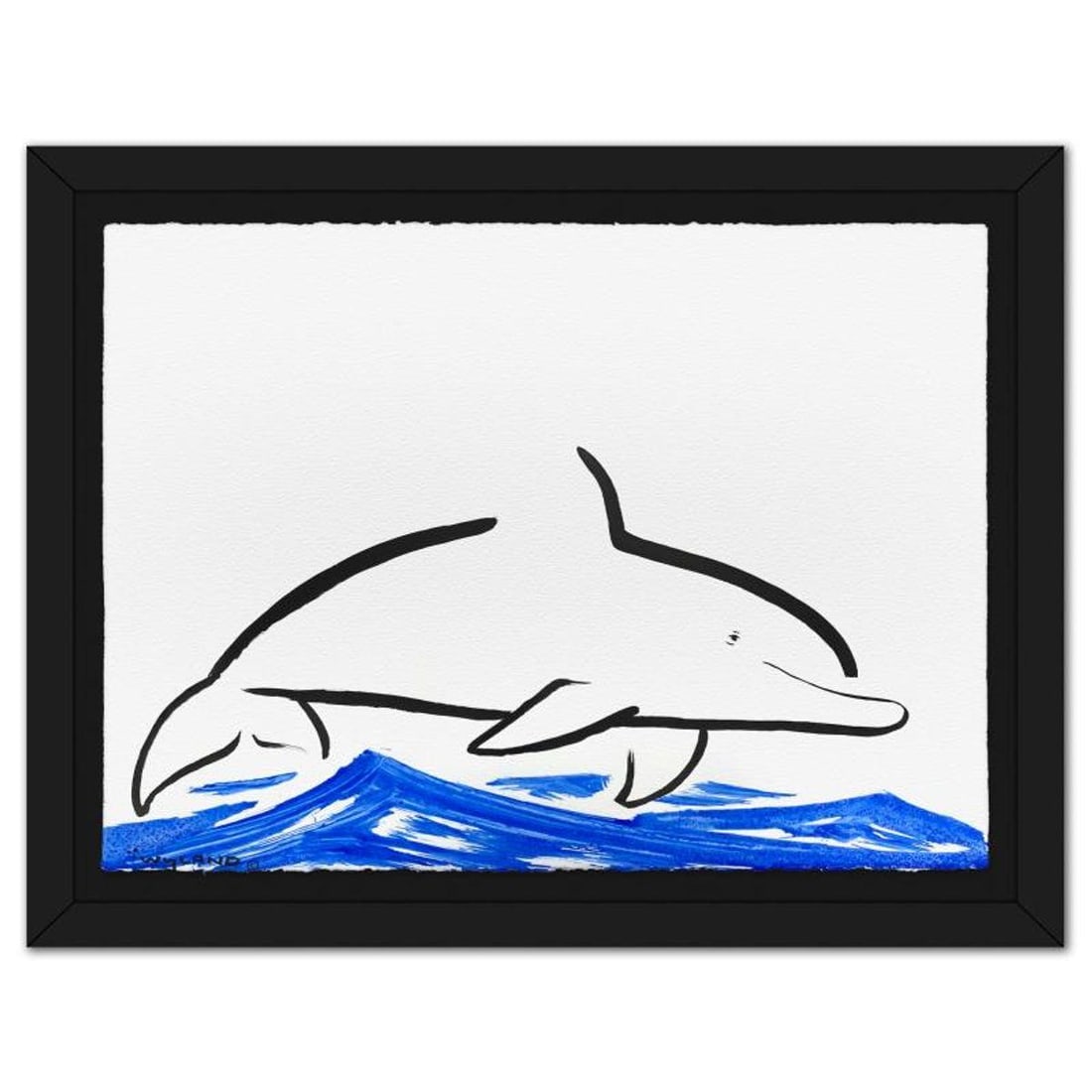 Wyland, "Dolphin" Framed Original Sumi Ink Painting, Hand Signed with Letter of Authenticity.: Dolphin is an original sumi ink painting on paper by Wyland, hand signed by the artist. This piece comes custom framed. Includes Letter of Authenticity. Measures approx. 30" x 37" (frame), 23" x 30" (