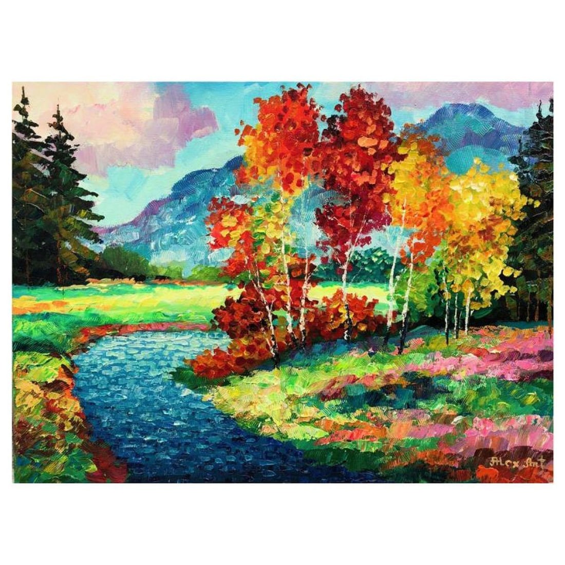 Alexander Antanenka, "Autumn Is Here" Original Painting on Canvas, Hand Signed with Letter of: Autumn Is Here is an original oil painting on stretched canvas by Alexander Antanenka. Hand signed by the artist, the piece comes with a letter of authenticity. Measures approximately 18" x 24" (image