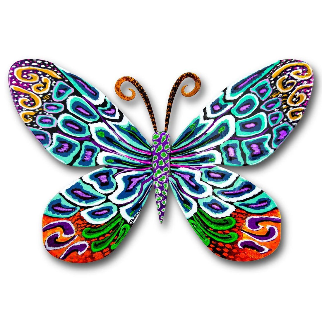 Patricia Govezensky- Original Painting on Cutout Steel "Butterfly": Artist: Patricia Govezensky. Medium: Original Painting on Cutout Steel. Title: Butterfly. Size: 8" x 12". Signature: Hand Signed by the Artist. Certificate of Authenticity: From the publisher. Referen