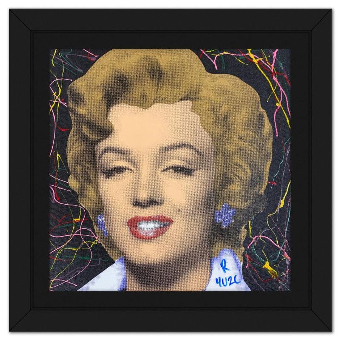 Ringo Daniel Funes, "Marilyn Classic" Framed One-of-a-Kind Mixed Media on Canvas, Hand Signed with (1 of 2)
