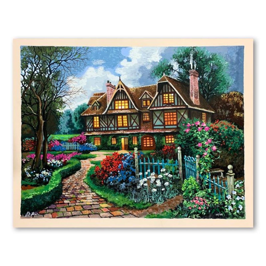 Anatoly Metlan, "Country Cottage" Hand Signed Limited Edition Serigraph on Paper with Letter of: Country Cottage is a limited edition serigraph on paper by Anatoly Metlan. It is numbered and hand signed and includes a letter of authenticity. Measures approximately 18" x 24" (image). Reference#: 9