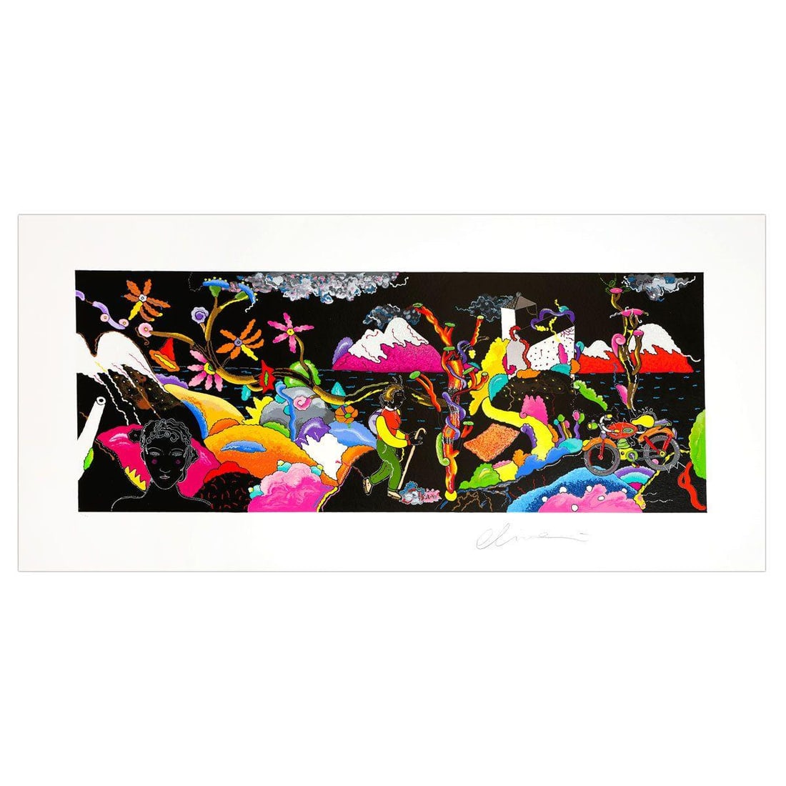 Luca Alinari- SIlkscreen on Paper "Viaggio sulla Scogliera": Artist: Luca Alinari. Medium: SIlkscreen on Paper. Title: Viaggio sulla Scogliera. Size: 16" x 39". Signature: Hand Signed and numbered. Certificate of Authenticity: Is included. Additional: Edition n