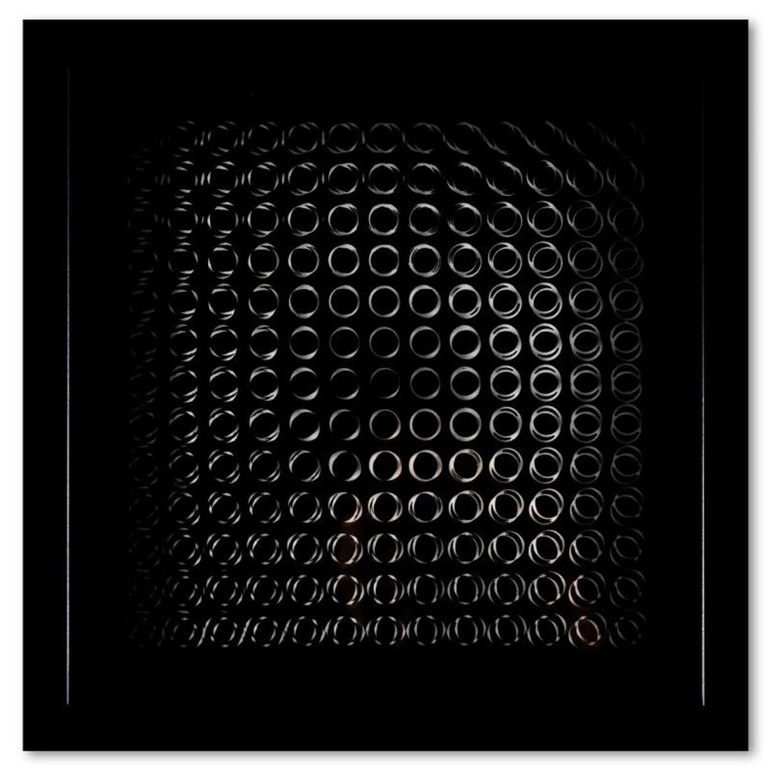 Victor Vasarely (1908-1997), "Trois Dimensions Optique de la serie Cinetiques" Framed 1973: Trois Dimensions Optique de la serie Cinetiques is a dimensional artwork, published in 1973, by Victor Vasarely (1908-1997). This piece comes custom framed. This piece comes with a catalogue raisonne