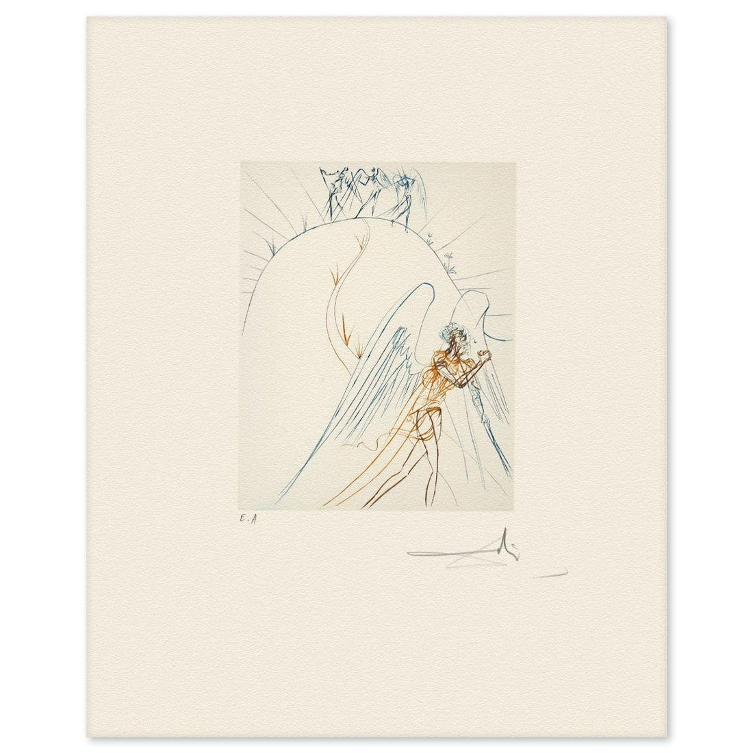 Salvador Dali- Etching "The Flight of Satan": Artist: Salvador Dali. Medium: Etching. Title: The Flight of Satan. Size: 22" x 18". Signature: Hand signed and numbered. Reference#: 74713.