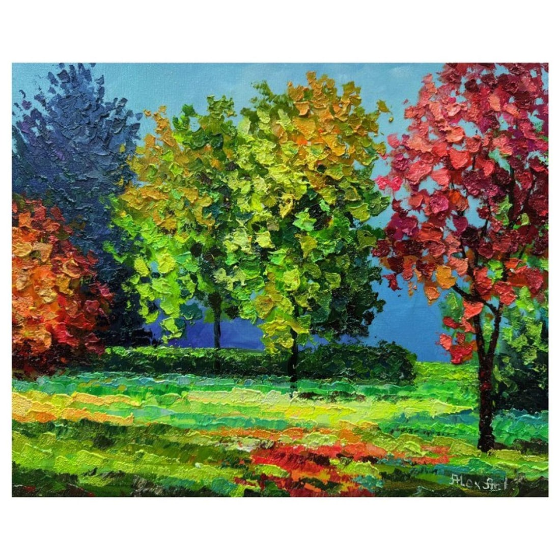 Alexander Antanenka, "The Kiss Of Autumn" Hand Signed Original Painting on Canvas with Letter of: The Kiss Of Autumn is an original oil painting on stretched canvas by Alexander Antanenka. Hand signed by the artist, the piece comes with a letter of authenticity. Measures approximately 16" x 20" (i