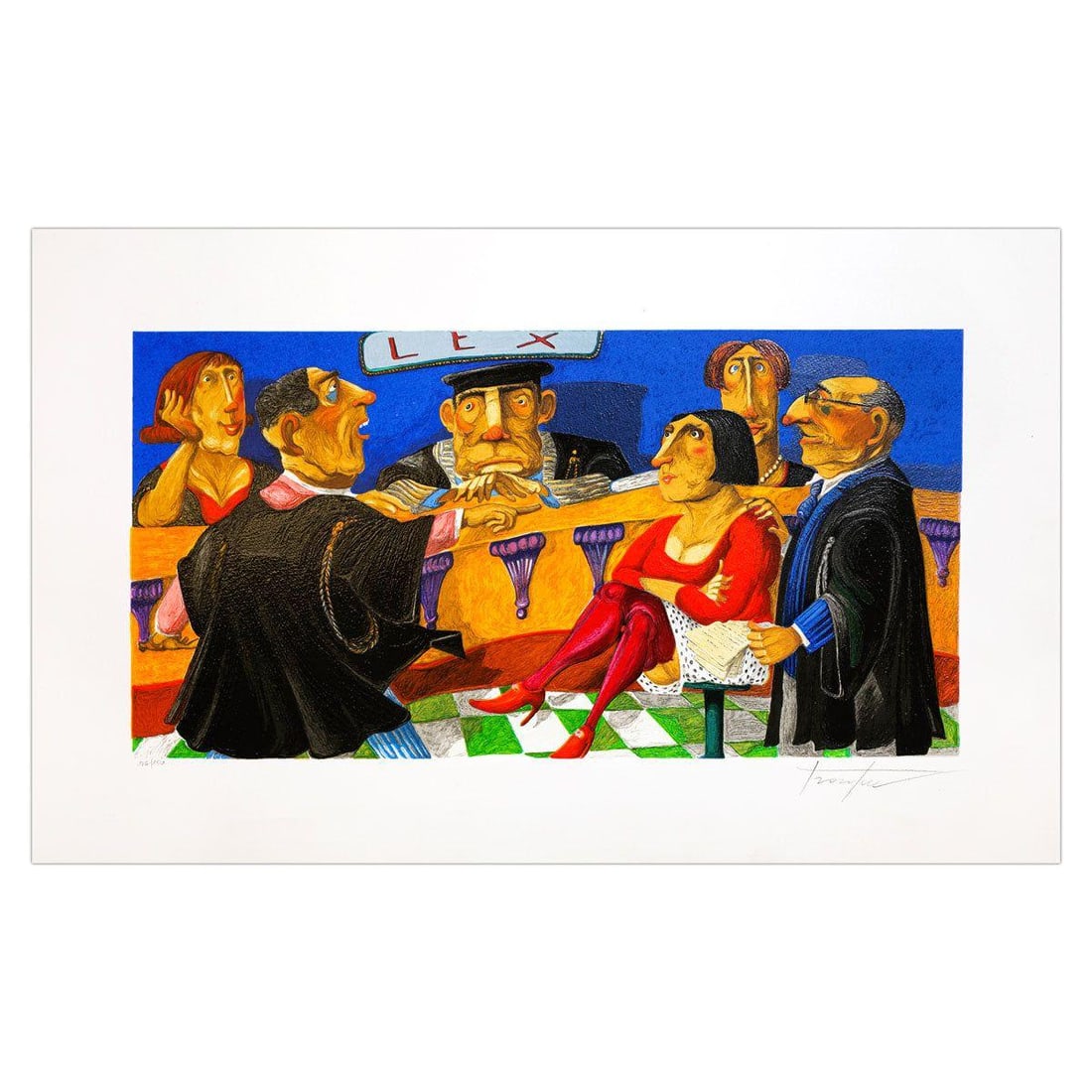 Pino Porcopio- SIlkscreen on Paper "Presunta Colpevole": Artist: Pino Porcopio. Medium: SIlkscreen on Paper. Title: Presunta Colpevole. Size: 12" x 24". Signature: Hand Signed and numbered. Certificate of Authenticity: Is included. Additional: Edition numbe