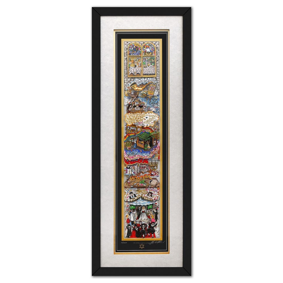 Charles Fazzino- 3D Construction Silkscreen Serigraph "A celebration of Life": Artist: Charles Fazzino. Medium: 3D Construction Silkscreen Serigraph. Title: A celebration of Life. Size: 39" x 9". Measures approx. 47" x 17" (framed). Signature: Hand Signed and Numbered. Certifica