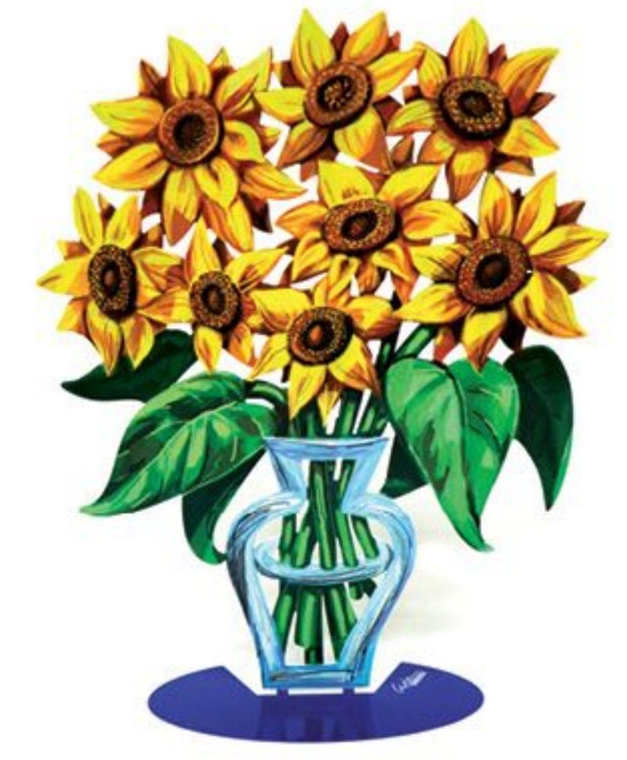 David Gerstein- Free Standing Sculpture "Sunflowers": Artist: David Gerstein. Medium: Free Standing Sculpture. Title: Sunflowers. Size: 15" x 11.8". Signature: Signed by the artist. Certificate of Authenticity: Is included. Additional: This piece is free