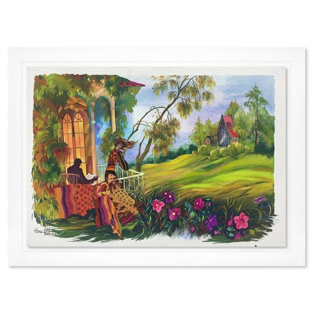 Zina Roitman, Framed Hand Signed Original Painting with Letter of Authenticity.: This is an untitled original painting on paper by Zina Roitman. The piece is hand signed, framed, and comes with a letter of authenticity. Measures approximately 24" x 32.5" (framed), 20" x 28.5"