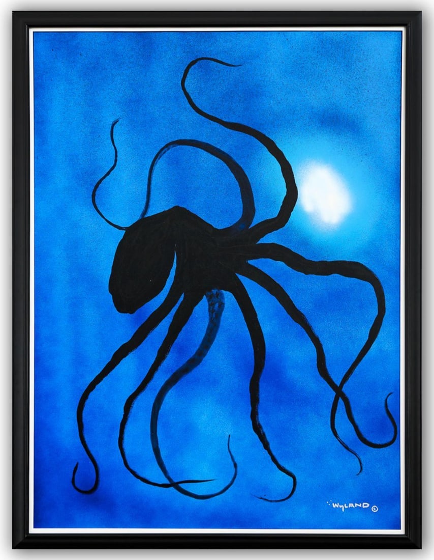 Wyland- Original Painting on Canvas "Octopus": Artist: Wyland. Medium: Original Painting on Canvas. Title: Octopus. Size: 48" x 36". Measures approx. 52" x 39" (framed). Signature: Hand Signed by the artist. Certificate of Authenticity: Is include