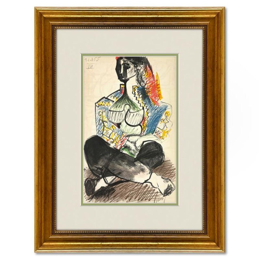 Pablo Picasso (1881-1973), "Carnet de Californie 21.11.55-VII" Framed Vintage Lithograph on Paper (1 of 2)