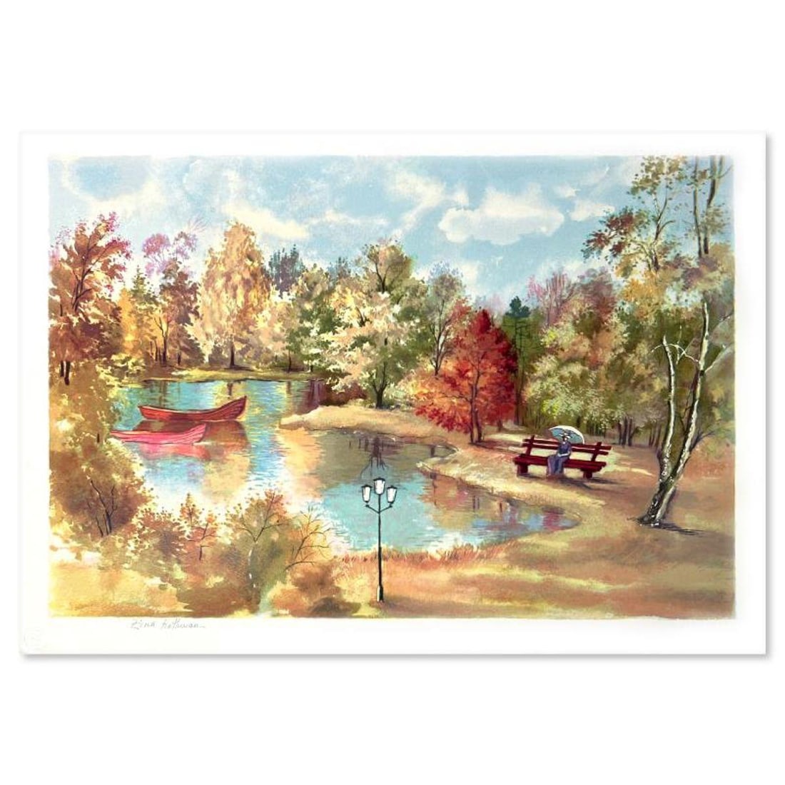 Zina Roitman, Limited Edition Serigraph, Hand Signed and Numbered, Letter of Authenticity.: This is a limited edition serigraph on paper by Zina Roitman. The piece comes hand signed by the artist, numbered, and with a letter of authenticity. Measures approximately 13.5" x 20". Reference#: 93