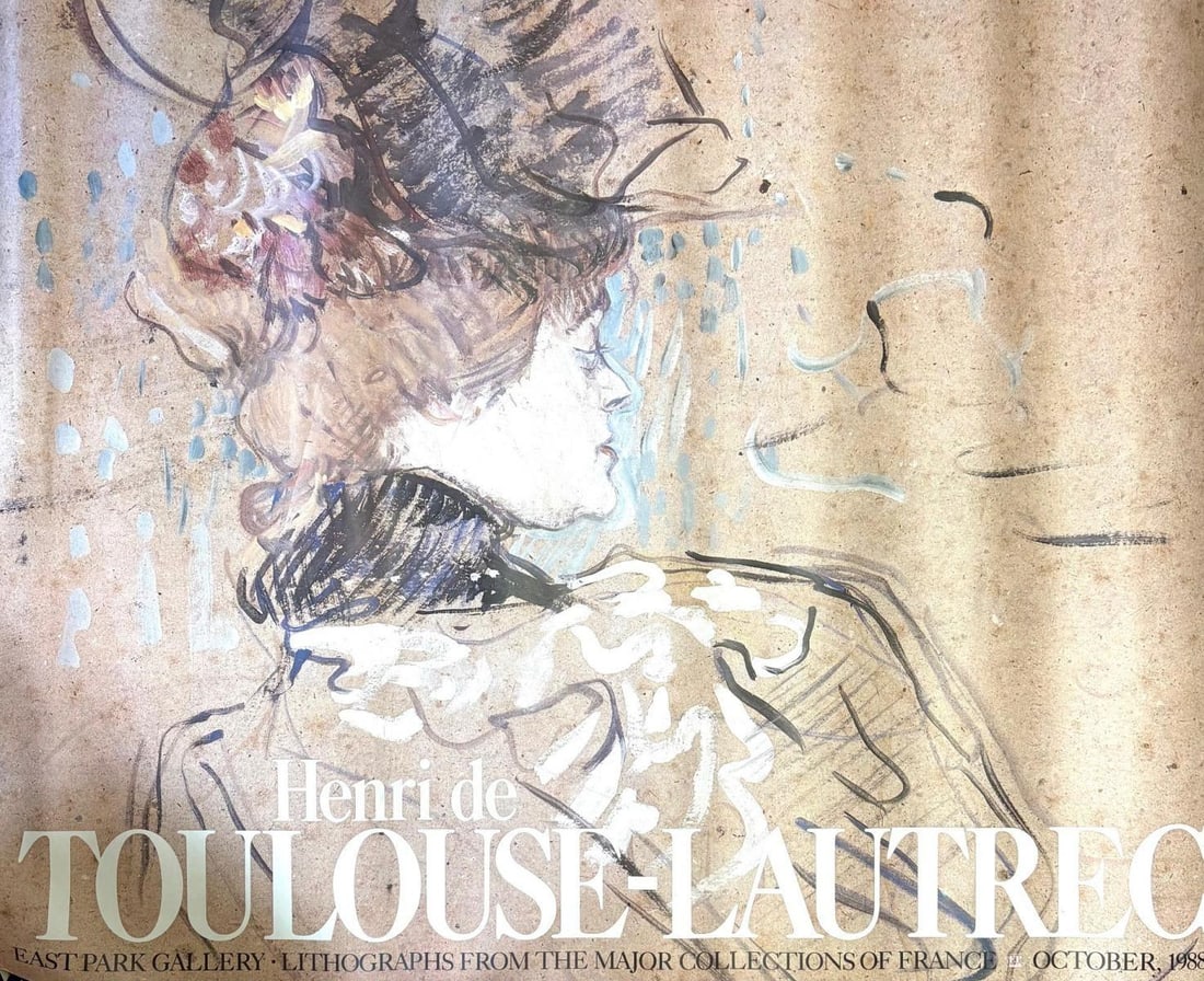 Toulouse Lautrec- Commemorative lithograph poster on paper: Artist: Toulouse Lautrec. Medium: Commemorative lithograph poster on paper. Size: 40" x 60". Additional: Condition : this item has multiple handling marks otherwise in good condition. Reference#:
