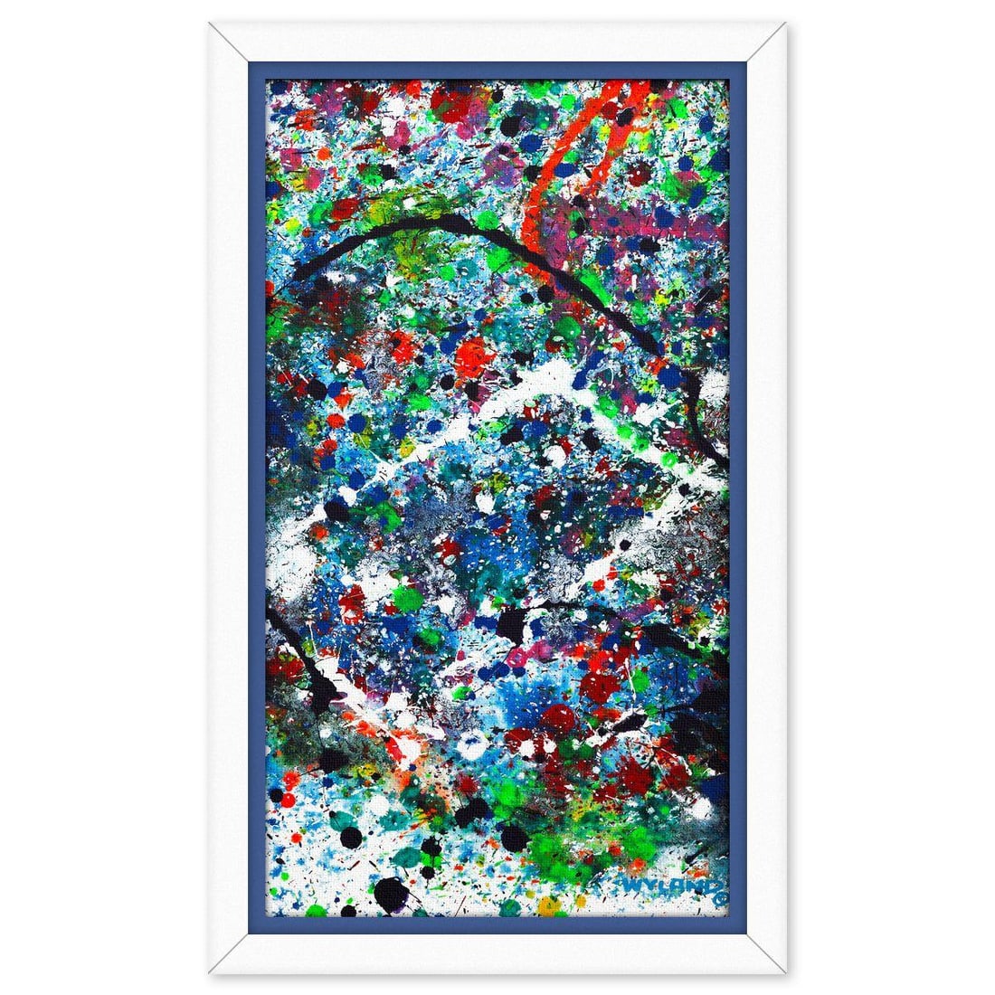 Wyland- Original Painting on Canvas "Abstract": Artist: Wyland. Medium: Original Painting on Canvas. Title: Abstract. Size: 31" x 17.5". Measures approx. 36" x 22" (framed). Signature: Hand signed. Certificate of Authenticity: Is included. Referenc