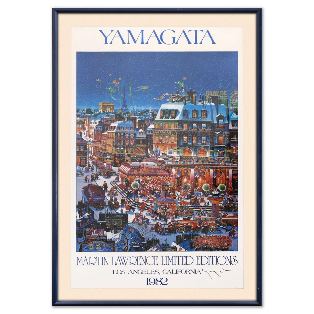 Hito Yamagata- Offset Lithograph "Los Angeles California": Artist: Hito Yamagata. Medium: Offset Lithograph. Title: Los Angeles California. Size: 36" x 23". Measures approx. 41" x 28" (framed). Signature: Hand Signed. Reference#: 26376.