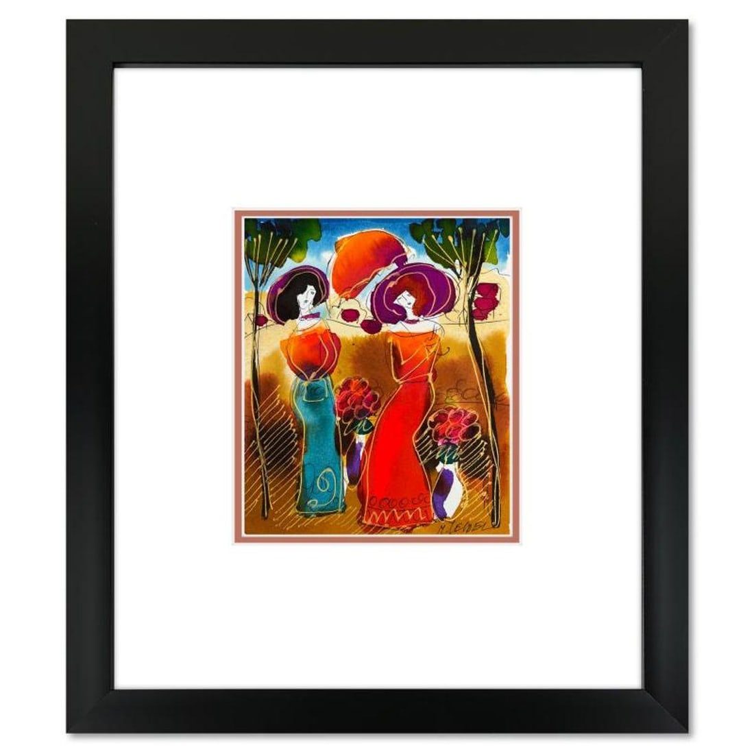 Moshe Leider, Framed Original Mixed Media Watercolor Painting, Hand Signed with Letter of: This is an original mixed media watercolor painting on paper by Moshe Leider. Hand signed by the artist, this piece comes custom framed and includes a Letter of Authenticity. Measures approximately 15