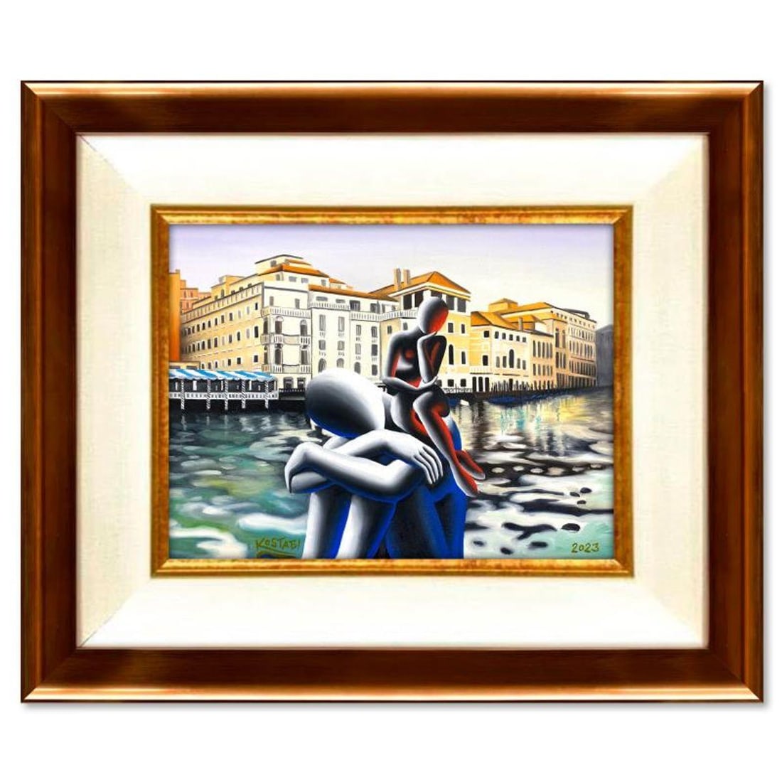 Mark Kostabi, "Transcendant Reflection" Framed Original Oil Painting on Canvas, Hand Signed with COA: Transcendant Reflection is an original oil painting on canvas by Mark Kostabi, hand signed by the artist. This piece comes custom framed. Includes Certificate of Authenticity. Measures approx. 29.5" x