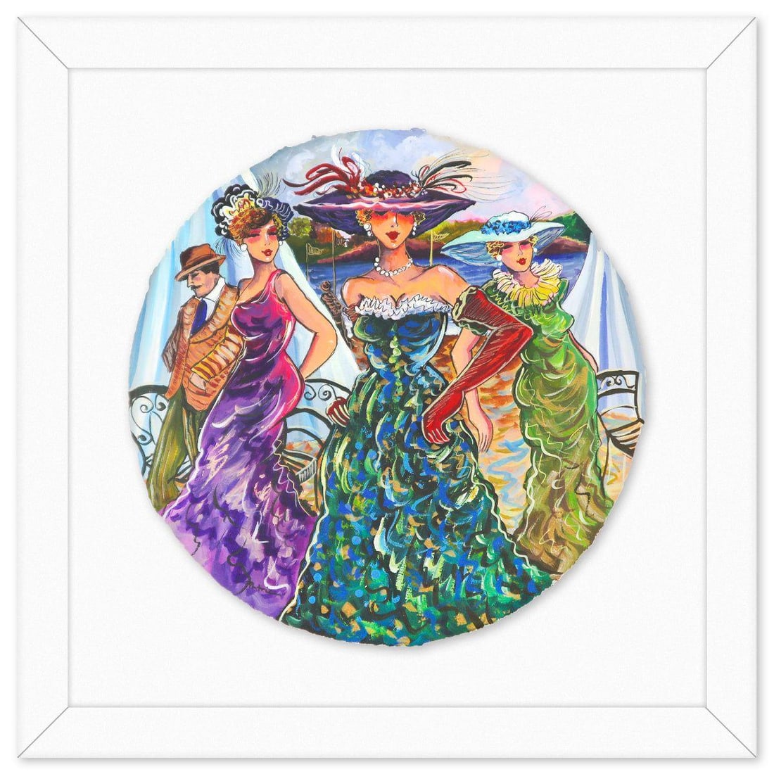 Patricia Govezensky- Original Watercolor "The Painted Silence": Artist: Patricia Govezensky. Medium: Original Watercolor. Title: The Painted Silence. Size: 16" x 16". Measures approx. 23" x 23" (framed). Signature: Hand signed. Certificate of Authenticity: Is incl