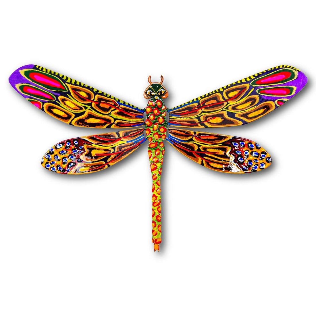 Patricia Govezensky- Original Painting on Cutout Steel "Dragonfly": Artist: Patricia Govezensky. Medium: Original Painting on Cutout Steel. Title: Dragonfly. Size: 7.5" x 12". Signature: Hand Signed by the Artist. Certificate of Authenticity: From the publisher.