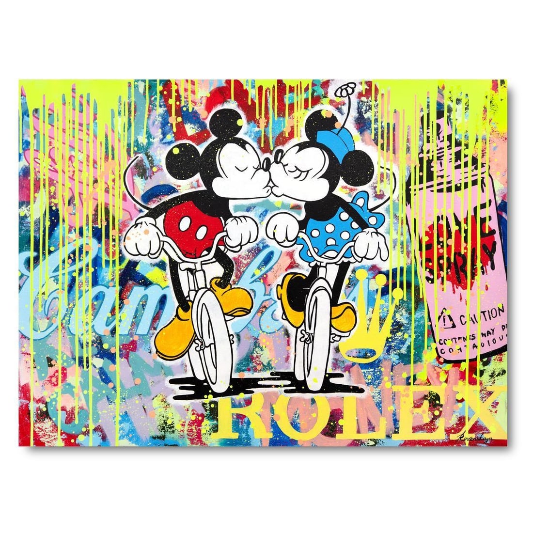 Nastya Rovenskaya- Original Oil on Canvas "Cartoon Symphony": Artist: Nastya Rovenskaya. Medium: Original Oil on Canvas. Title: Cartoon Symphony. Size: 30" x 40". Signature: Hand Signed. Certificate of Authenticity: Is included. Reference#: 30178.